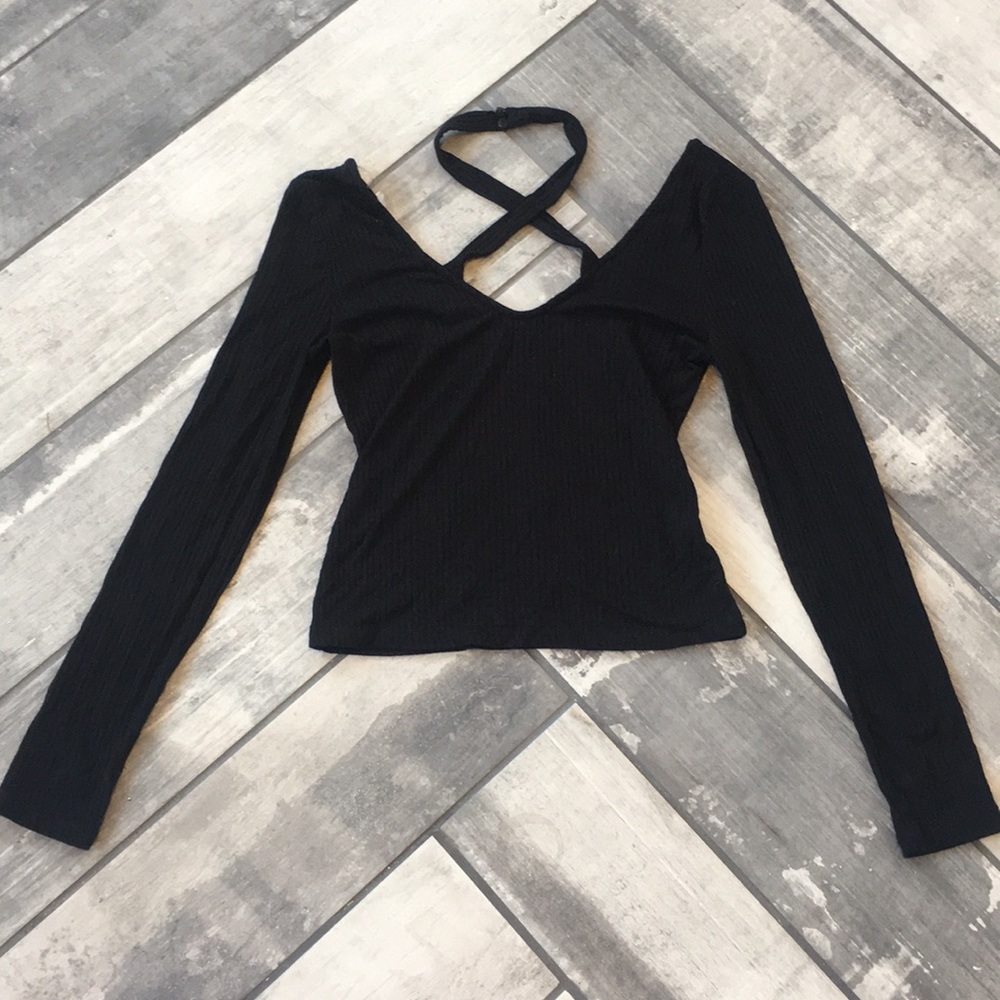 NWT Lush black crop top Size S